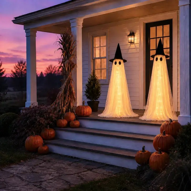 SpookGlow 5Ft Lighted Halloween Ghost Decoration