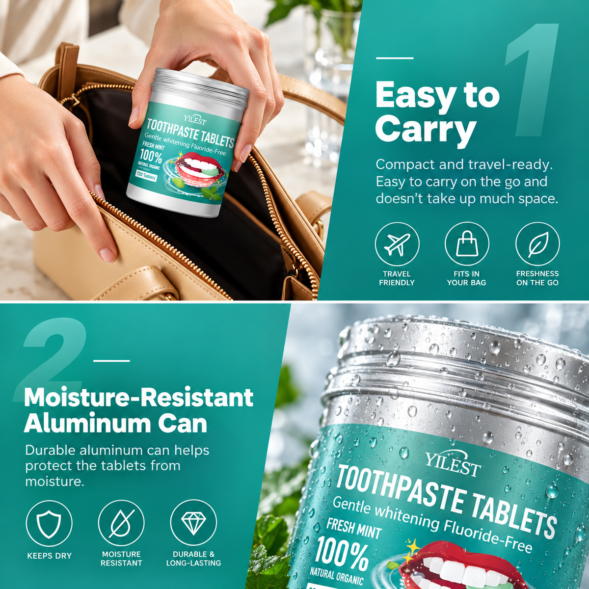 Fluoride-Free Toothpaste Tablets | Whitening + Cavity Prevention