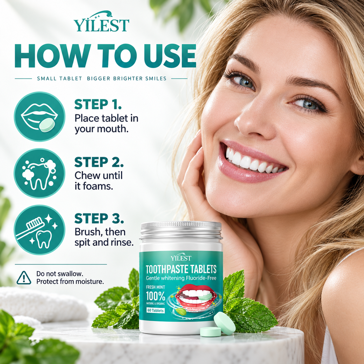 Fluoride-Free Toothpaste Tablets | Whitening + Cavity Prevention