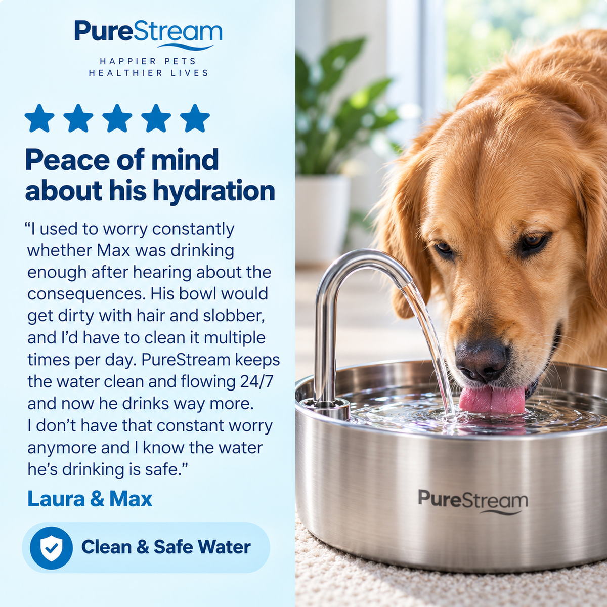 PureStream™ Flowing Water Fountain for Dogs & Cats