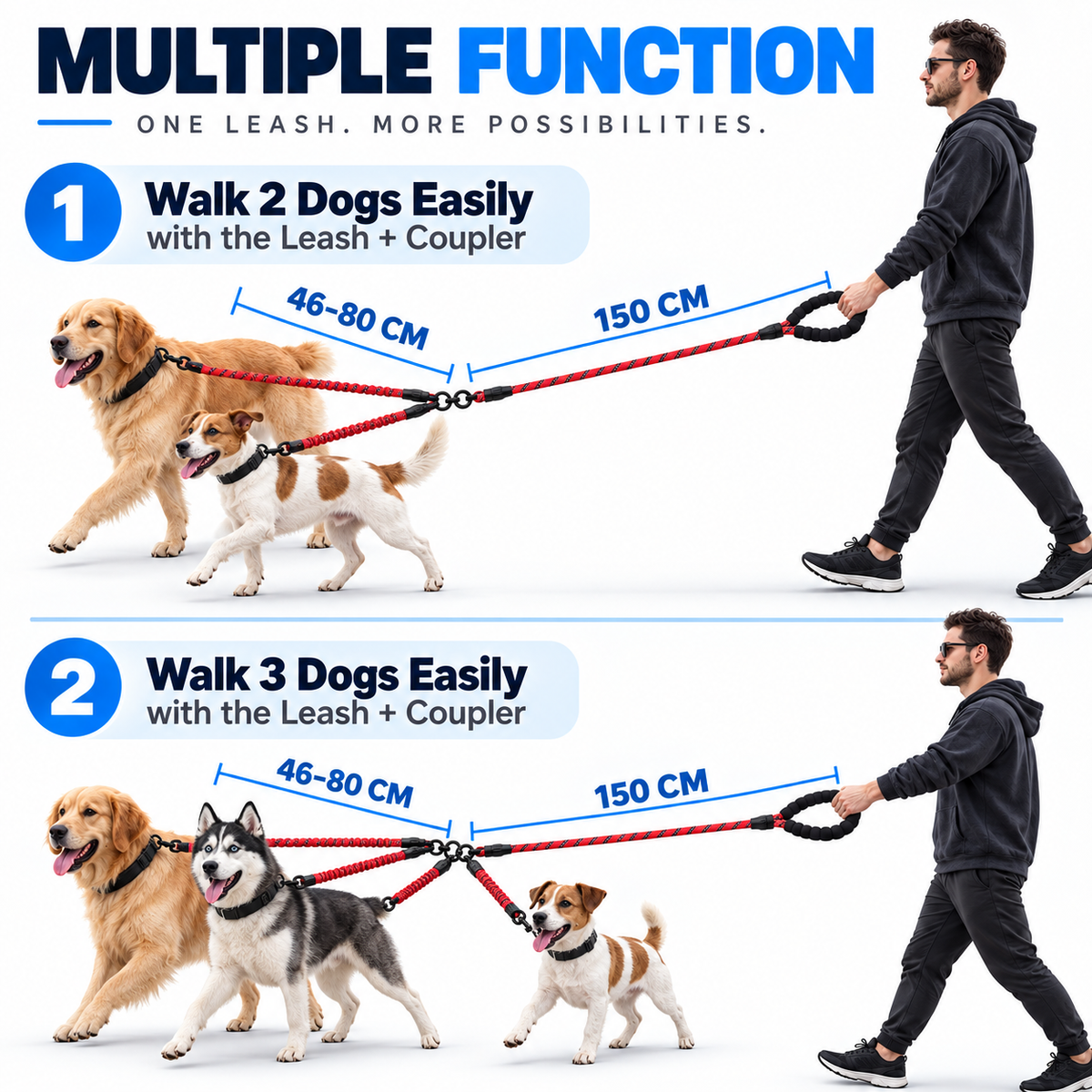 MultiWalk Pro — No-Tangle Double & Triple Dog Leash