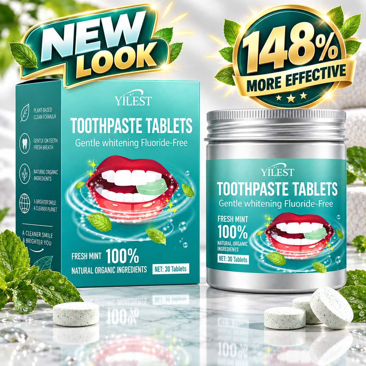 Fluoride-Free Toothpaste Tablets | Whitening + Cavity Prevention