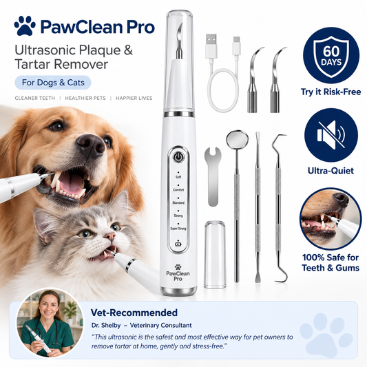PawClean Pro — Ultrasonic Plaque & Tartar Remover for Dogs & Cats