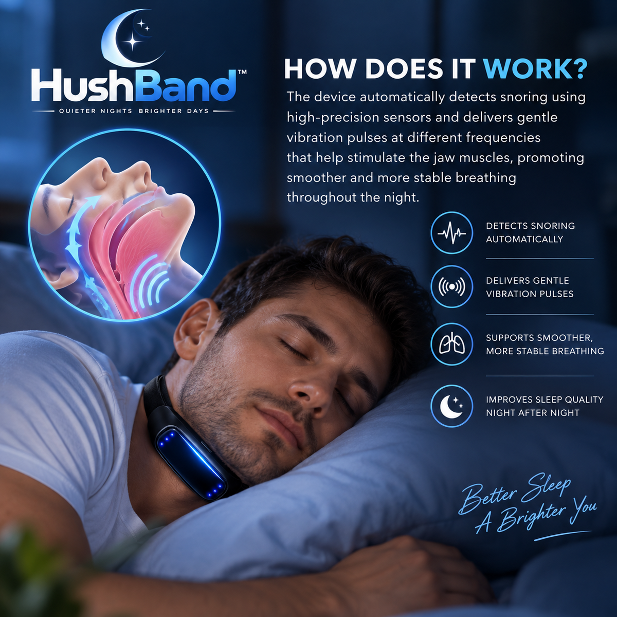 Person sleeping peacefully in soft blue light